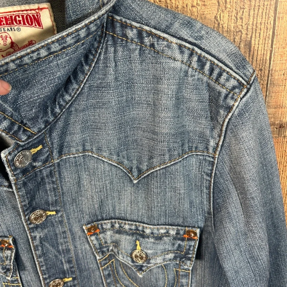 True Religion Johnny Denim Trucker Jacket Men's Size XXL Blue Wash Western